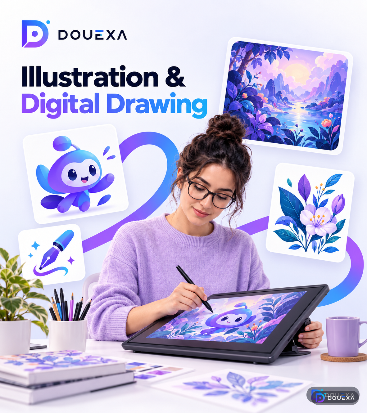 مثال على مشروع رسم رقمي وتوضيحي من Douexa