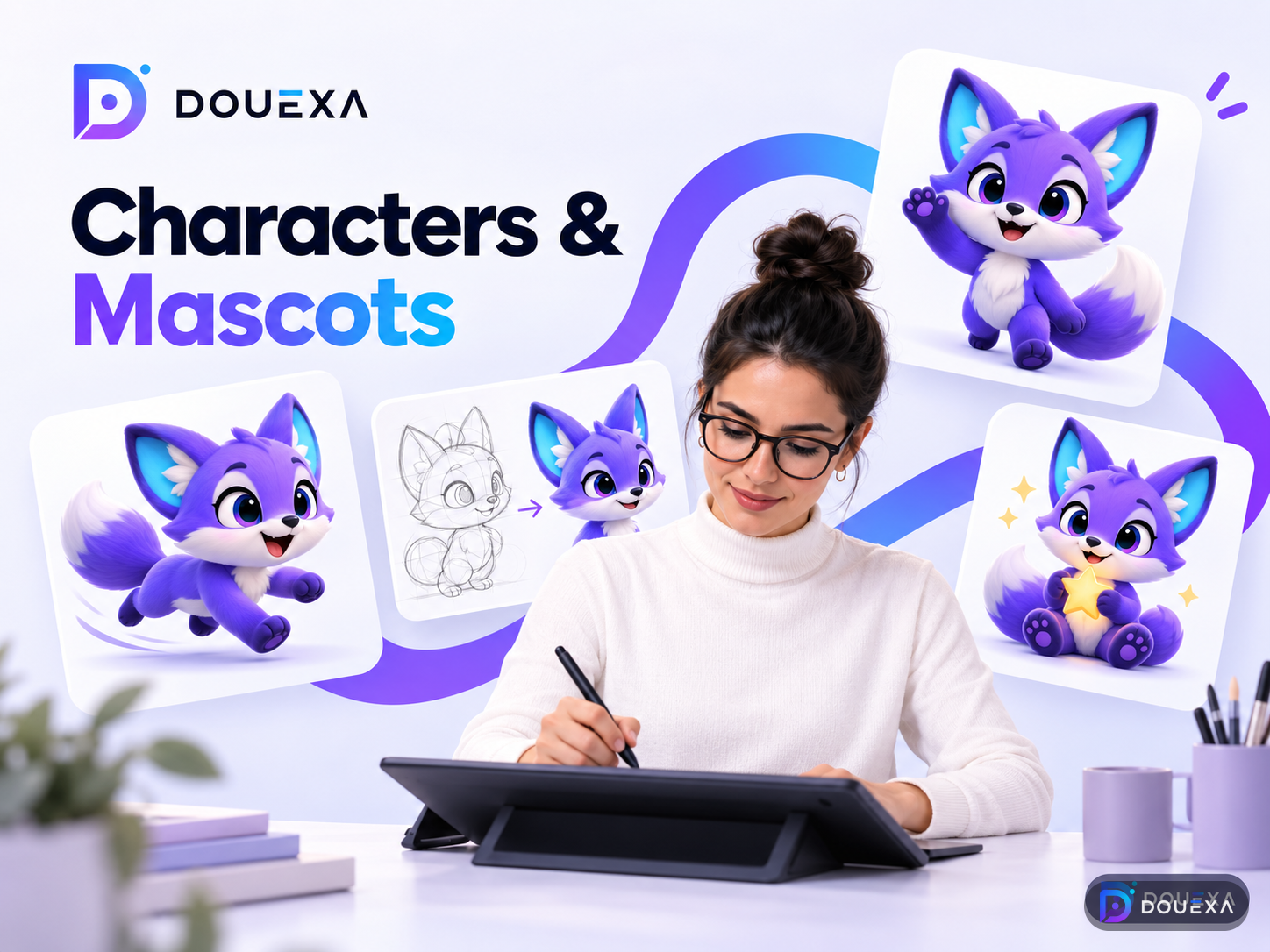 الشخصيات والتمائم — نموذج للرسوم التوضيحية والرسم الرقمي من Douexa