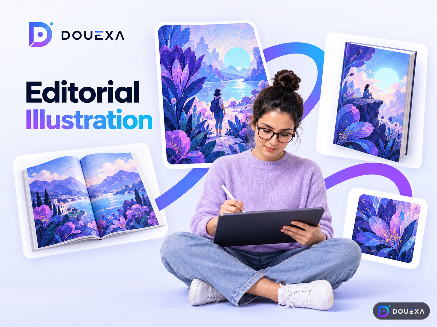 رسوم توضيحية تحريرية — نموذج للرسوم التوضيحية والرسم الرقمي من Douexa