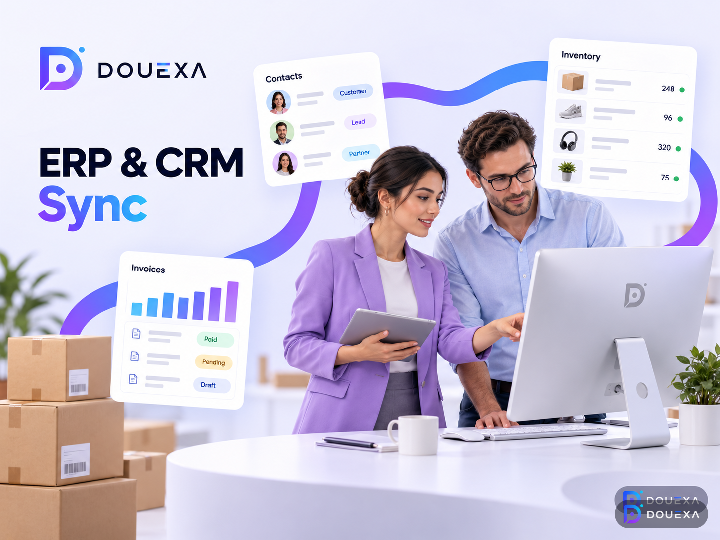 مزامنة ERP & CRM — مثال على تكامل الأنظمة من Douexa