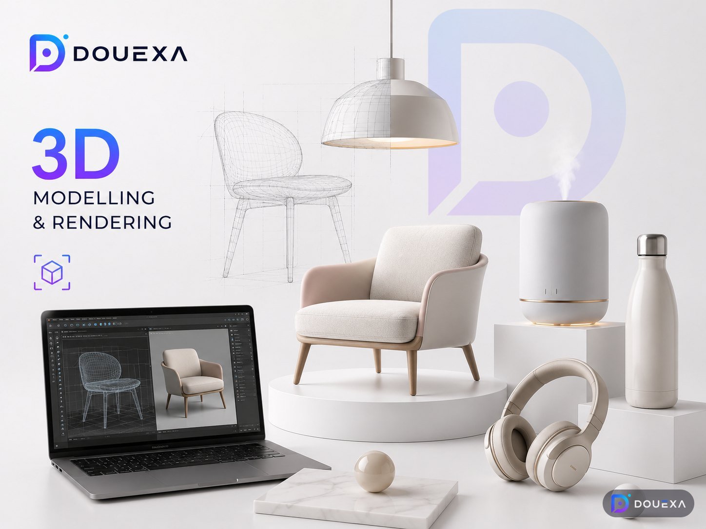 النمذجة والعرض 3D — مثال على التصميم والتصور 3D من Douexa